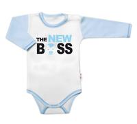 Baby Nellys Body à manches longues avec texte amusant, The New Boss, taille 68, garçon