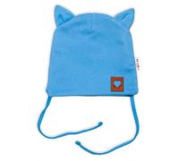 Baby Nellys Bonnet en coton à deux couches avec oeillets FOX - bleu, taille 68/74