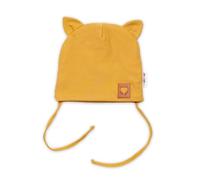 Baby Nellys Bonnet en coton à deux couches avec oeillets FOX - moutarde, taille 68/74
