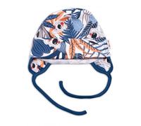 Baby Nellys Casquette en coton avec cravate - Jungle, grenat/écru 62/68