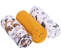 Baby Nellys Couches en mousseline 3pcs Lux - Animaux de la forêt, 70 x 80 cm, moutarde