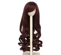 Baby Original Long Brown Hair Dolls Toys 1/3 BJD Doll Wig Perruques RéSistant à la Chaleur Haute TempéRature Soie Brun Foncé Longue Perruque Bouclée pour 8 9in 21 24cm BJD Doll
