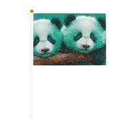 Baby Panda Lot de 6 mini drapeaux durables de 14 x 21 cm sur bâtons pour extérieur, cour et jardin