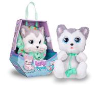 BABY PAWS HUSKY avec Sons d'Ouverture et de Fermeture des Yeux, Inclut une Couverture Personnalisée - Peluche Interactive de Chiots Endormis - Jouet Cadeau pour Garçons et Filles de 18 Mois et Plus