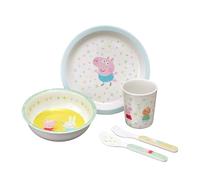 Baby Peppa Pig Coffret Cadeau 5 Pièces, Assiette, Bol, Timbale, Couverts, Lavable en Machine