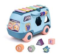 Baby Percussion Toy, jouet de bus musical - Piano frapper jouet avec musique/lumière,Early Education Puzzle Story Machine Preschool Story Raconter le véhicule pour 1-3 pour