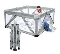 Baby Playpen Pliable Heyo.Ja Grande Cour de Jeu pour Enfants avec Portail, Utilisable en Intérieur et Extérieur (Gris Froid, 120 x 160 x 68 cm)