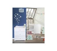 Baby Price – Chambre bébé Duo Basic Boule – Lit 120x60, commode à langer – Blanc