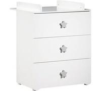 BABY PRICE Commode a langer 3 tiroirs - Boutons etoile gris - New Basic Neutre G