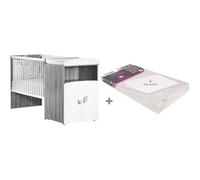 BABY PRICE Lit combiné évolutif + TINEO Matelas bébé 60 x 120 cm + plan incliné