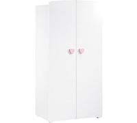 BABY PRICE New Basic Armoire Chambre Bébé 2 Portes - Boutons Coeur Rose Rose G