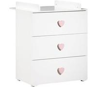 BABY PRICE New Basic Commode a langer 3 tiroirs - Boutons Coeur Rose Rose G