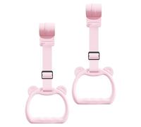 Baby Pull Up Rings, 2-Pack Cot Hanging Rings, Walking Practice Training Tool, Safe Grip Cot Accessories, Toy Support Strap, Perfect for Boys, Daycare, Yard Play, Early Development, 15cm Pink Gray