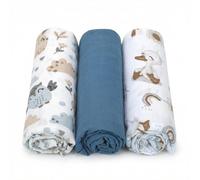 Baby Safe Pack de 3 Mousselines Bébé 80x70 cm, Serviettes 100% Coton Bio Certifié Oeko-TEX, Idéal comme Bavoir, Langes Coton Bambou