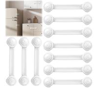 Baby Safety Door Block 10 Pieces,Child Cupboard With Strong Adhesive,Baby Safety Drawer Block Without Drilling,Locks For Cupboards,Drawers,Refrigerator (White)