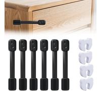 Baby Safety Door Block,6 Pieces Child Cupboard With Strong Adhesive,Black Baby Safety Locking,Easy Installation,For Cupboards,Doors,Windows,Drawers,Fridges,Ovens,Toilets