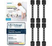 Baby Safety Lock (Enhanced),Set Of 6 Child / Baby Safety Drawer Locks For Drawers,Ovens,Toilets,Refrigerators (Black,No Tools Required)