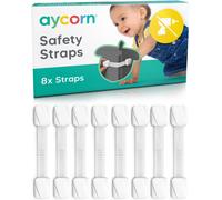 Baby Safety Straps - Furniture & Cupboard Locks For Kids - Secure & Adjustable Straps For Cupboards,Bins,Drawers,Freezers,Toilets & Cabinets (8x) - White