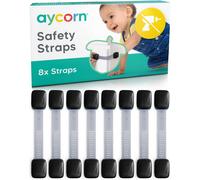 Baby Safety Straps - Furniture & Cupboard Locks For Kids - Secure & Adjustable Straps For Cupboards,Bins,Drawers,Freezers,Toilets & Cabinets (8x) - Black