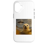 Baby Seal UFO Selfie with Funny Invasion Alien Sarcastic Pun Coque pour iPhone 16
