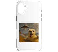 Baby Seal UFO Selfie with Funny Invasion Alien Sarcastic Pun Coque pour iPhone 16 Plus