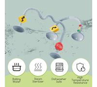 Baby Sensory Activity Cube with Suction Cup-Safe Silicone Abacus for High Chair with Montessori Wood Ring (Blue)