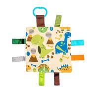 Baby Sensory Crinkle & Danking Square Lovey jouet avec tiquettes de ruban ferm pour une stimulation accrue: 8 """" x8 """" (dinosaures)