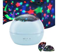 Baby Sensory Lights Projector, Star and Sea World Projector Night Light for Bedroom, 360°roating Kids Sensory Toys Lamp Ball, 8 Colorful LED Lighting Modes, Gifts for 1-10 Year Old Boys Girls(Blue)