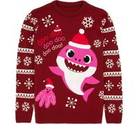 Baby Shark - Pull pour femme - design de Noël NS7002 (S) (Rouge)