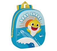 Baby Shark - Sac à dos d'école, avec design 3D, adaptable au chariot, idéal pour les enfants de différents âges, confortable et polyvalent, qualité et résistance, 27 x 10 x 33 cm, couleur bleue, bleu,