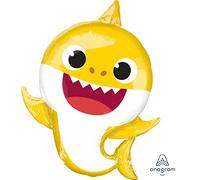 ballon aluminium figurine baby requin 66x53cm jaune - 4076001