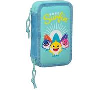 Baby Shark Surfing - Children's School Pencil Case, Coloured Pencil Case, with 2