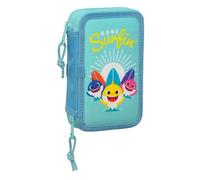 Baby Shark Surfing Trousse Scolaire Enfant avec 28 utiles, idéal pour Les Enfants de 5 à 14 Ans, Confortable et Polyvalent, qualité et résistance, 12,5 x 4 x 19,5 cm, Bleu et Blanc, Bleu/Blanc,