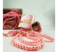 BABY SHOWER CHOCOLATE Coffret cadeau islamique (lot de 6) - Compteur numérique Tasbih, mini coran et perles de prière dans un élégant coffret cadeau - Cadeau musulman pour toutes les occasions (rose)