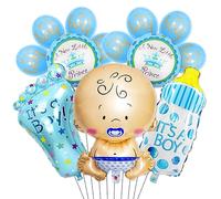 Baby Shower Decor Garçon, 15 Pièces Ballon Bleu Bébé, C'est un Garçon Ballon Mylar Bienvenue Garçon Boules hélium Latex Pour Anniversaire Douche bébé Dévoilement du Sexe Fête Decor