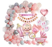 Baby Shower Decoration Fille, Baby Shower Girl Rose Ballons Decoration Naissance Fille, Douche de Bébé Bannière, Fille Naissance Bapteme Ballon Fête de réVélation de Genre Decoration