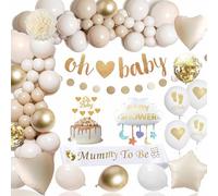 Baby Shower Decoration Garcon Fille, Décoration Baby shower avec Ballons Blancs or,Décoration de fête de Baby Shower avec sash Mummy to Be,Décoration de fête Gender Reveal Garçon Fille.