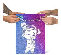 Baby Shower Kit pour Découvrir le Sexe du Bébé, Toile et Paillettes pour Annoncer le Genre. Gender Reveal et Fête de Naissance. It's a Girl