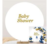 Baby Shower Ronde Toile de Fond Pur Solide Blanc Cercle Fond 200cm Nouveau-né bébé baptême fête d'anniversaire Toile de Fond Couverture Photographie Fond gâteau Table bannière