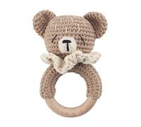 Baby Soft Rattle Sensory Toy - Funny Knitted Stuffed Animal Wooden Animal Rattle Toy | Handmade newbornn Baby Rattle Stuffed Animals Hand Grip Set | Crochet Wooden Babies Rattle For Boys Girls