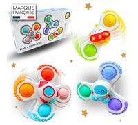Baby Spinner Ventouse Pop it - Baby hoptoys Fidget Toys - Spinner Anti Stress - Jouet Bebe 1 an - Jouets de Bain - Hand Spinner Bebe