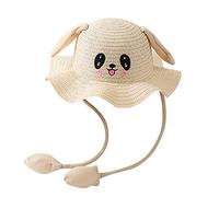 Baby Straw Summer Children Ears Sunhat with Moving Rabbit Hats Bag air Caps Kids Hats & Caps De Cowboy Scintillant (F, One Size)