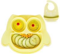 Baby Suction Plate Baby Plate Suction Plate With Bib Anti-Spill Silicone Plate With Placemat Safe Dishes For Dishwasher And Microwave.[X54]