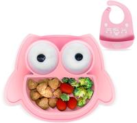 Baby Suction Plate Baby Plate Suction Plate With Bib Anti-Spill Silicone Plate With Placemat Safe Dishes For Dishwasher And Microwave.[X57]