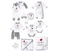 Baby Sweets Set 'I love Mama & Papa' bleu / gris / rouge / blanc, Taille 62