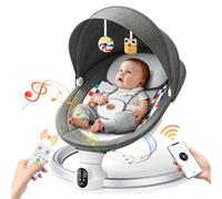 Baby Swings - Application exclusive et fonction Bluetooth, balançoire électrique pour bébé avec harnais à 5 points et 5 vitesses de rotation, 10 berceuses prédéfinies, balançoire portable