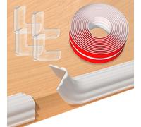 Baby Table Edge Guard,Self-Adhesive 1/2 M Length 2/4/6 Cm Wide With 4 Corner Guards,Rubber Edge Protector For Glass Table,White,2 M X 4 Cm