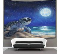 Baby Tortues Under A Pleine lune Murale À Suspendre, Nid de sable Tapisserie Esthétique,pour Chambre Dortoir Fête Décoration De La Maison Pour Le Salon 70cmx100cm