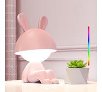 Baby Touch Night Light, Led Bedside Lamp Child Girl With 7 Modes Rgb Light, Kawaii Decorative Desk Lamp, Rechargeable Type-C Table Lamp, Rgb Colour Rabbit Pink