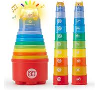 Baby Toy 1 Year Old Baby Stacking Cup with Light and Sound Numbers and Shapes as Bath Toys,Montessori Beach Toys for Children 1 2 3 Year Old Boy Girl-10 Pieces